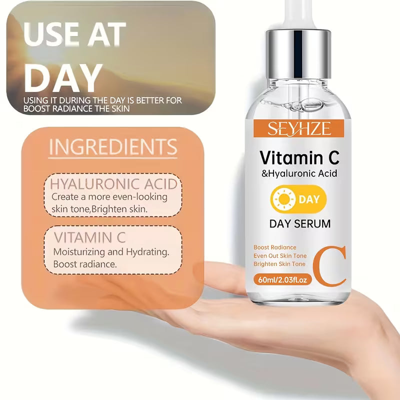 SEYHZE 3pcs Day/Night Vitamin C And Retinol Serum Set with Hyaluronic Acid