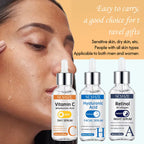 SEYHZE 3pcs Day/Night Vitamin C And Retinol Serum Set with Hyaluronic Acid