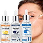SEYHZE 3pcs Day/Night Vitamin C And Retinol Serum Set with Hyaluronic Acid