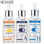 SEYHZE 3pcs Day/Night Vitamin C And Retinol Serum Set with Hyaluronic Acid